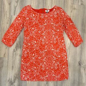 Old Navy 3/4 Sleeve Knee Length Tunic Dress Orange Woodland Wildlife Size M
